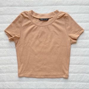 Apricot Ribbed Cropped Tee